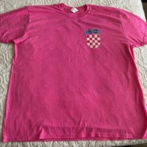 Gildan Men/ Women Heather Pink Tee with Croatian Crest Emblem
